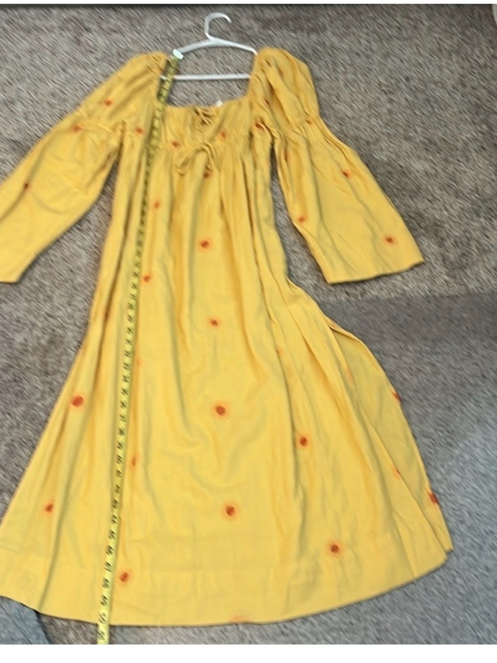 Free People Mustard Yellow Sunflower Embroidered Maxi Dress